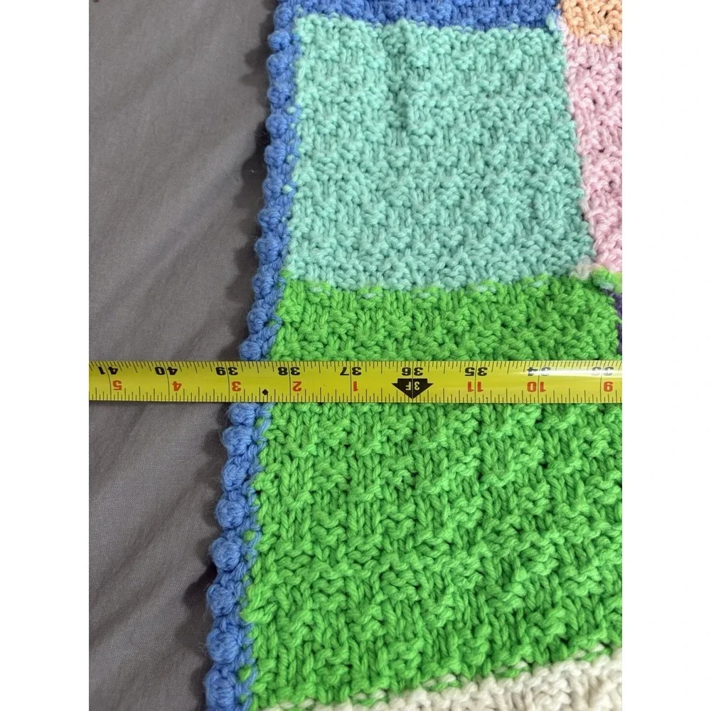 Handmade Vintage Crochet Blanket Easter Pastels Afghan Throw 39
